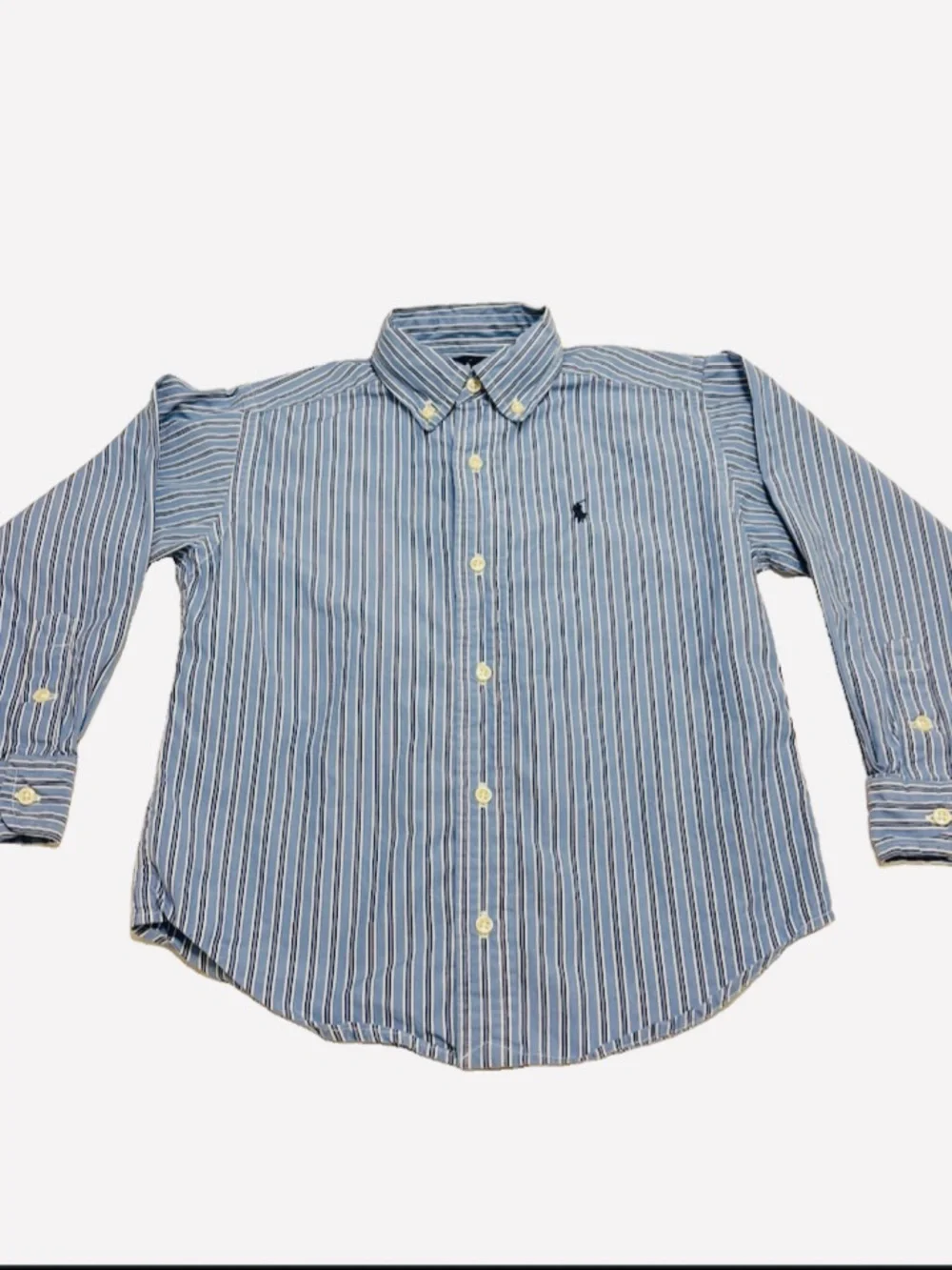 Ralph Lauren Boys Blue Striped Long Sleeve Button Down Shirt Size 5
